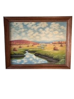 Oil on Board Parker River Salt Haystacks 1948 (1 of 8)