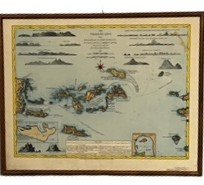 Map of 1797 Virgin Islands: Framed map of the Virgin Islands in 1797, wooden burl frame. Reproduced from the West India Atlas. Please review all photos for further information & description. All measurements are approximate. Mea