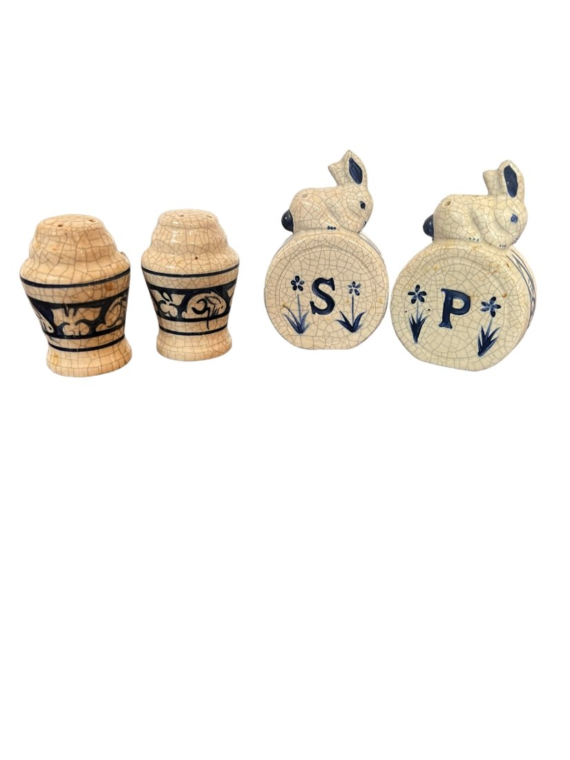 Dedham Pottery Salt & Pepper shakers 2 sets Potting Shed (1 of 10)