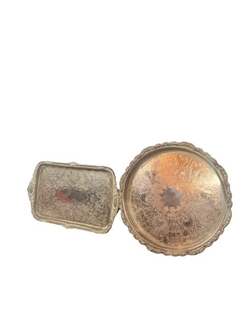 Lot of 2 Silver Plated Serving Tray (1 of 6)