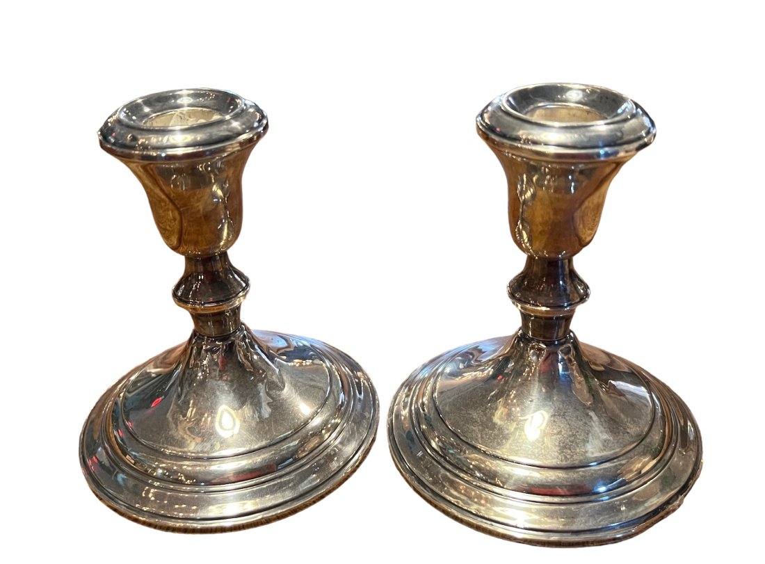 Lot #4 Sterling Silver Weighted Candlesticks Ames Manufactoring Company (1 of 8)