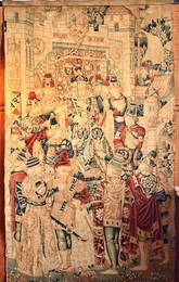 FRENCH WOVEN TAPESTRY PALACE OF TROY GREEK MYTHOLOGY 1800s