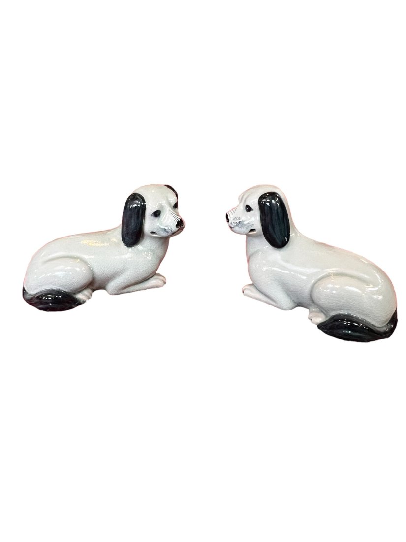 PAIR OF CERAMIC DOG STATUES (1 of 8)