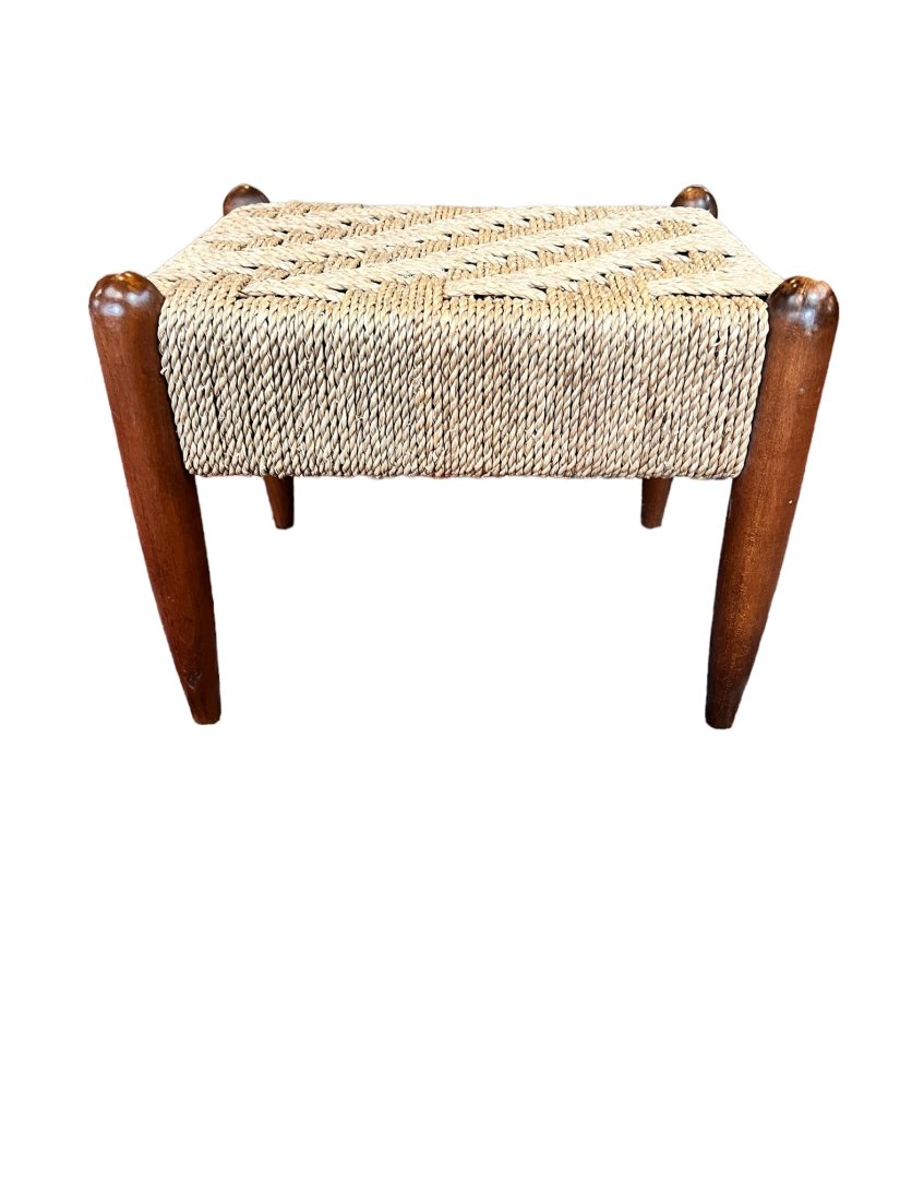 MID CENTURY MODERN DANISH CORD WOVEN STOOL (1 of 6)