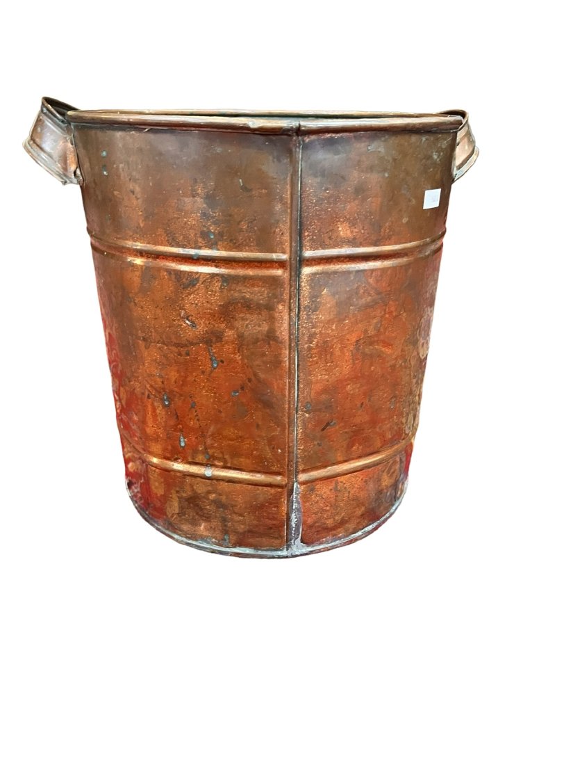 ANTIQUE COPPER BUCKET WITH SIDE HANDLES (1 of 5)