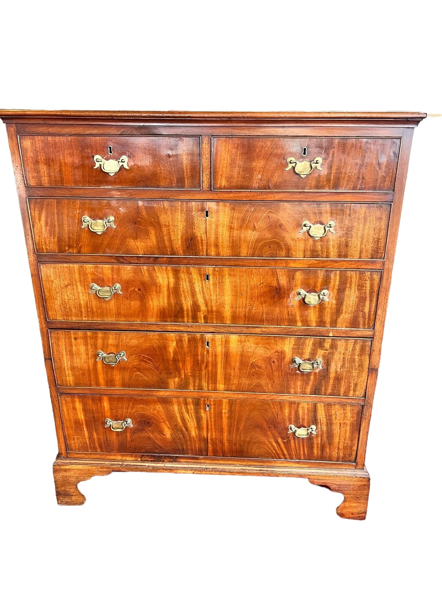 GEORGE III TALL CHEST OF DRAWERS 18th C MAHOGANY (1 of 8)