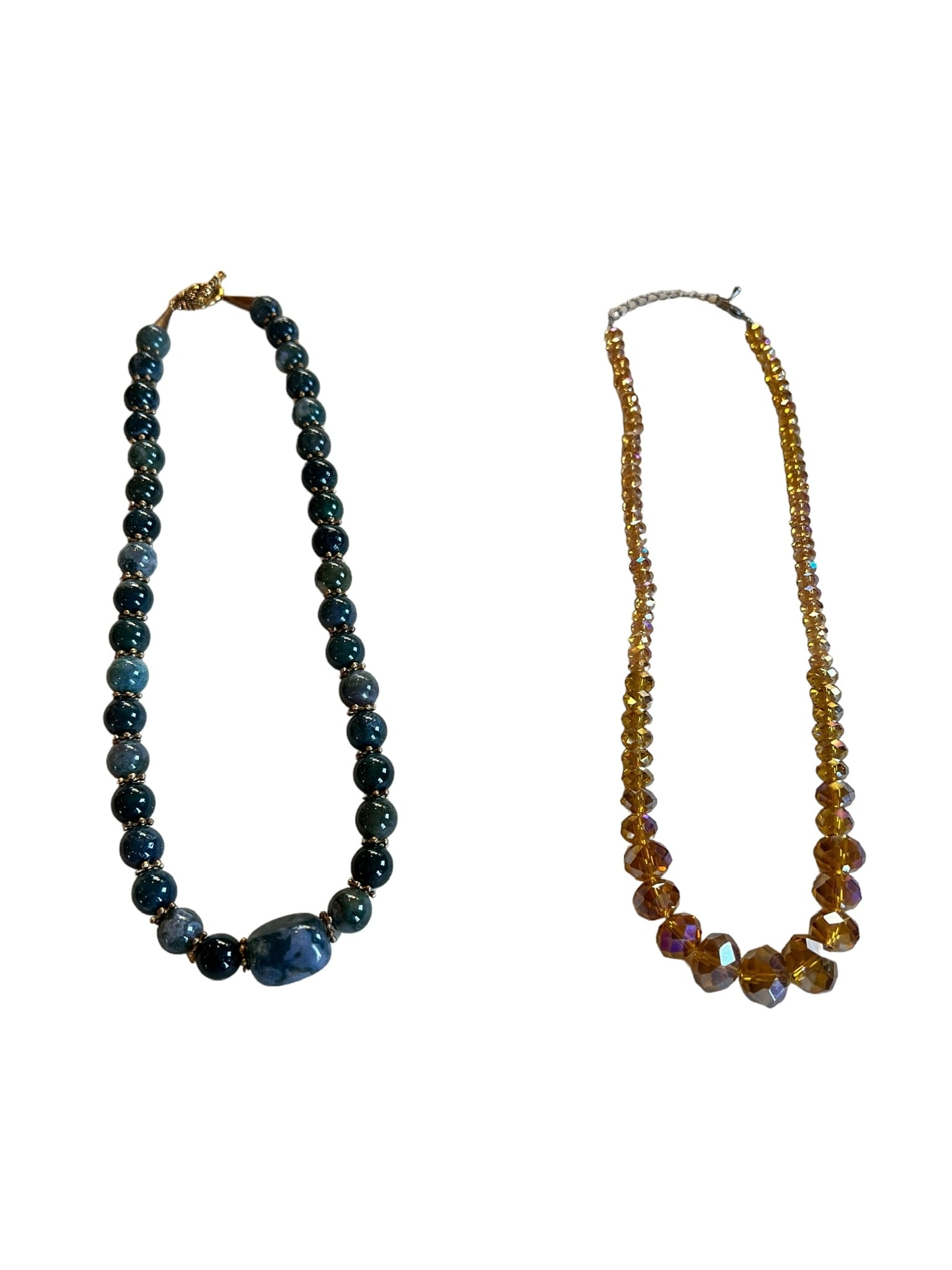 LOT OF 2 NECKLACES 1 MOSS AGATE 1 SWAROVSKI (1 of 8)