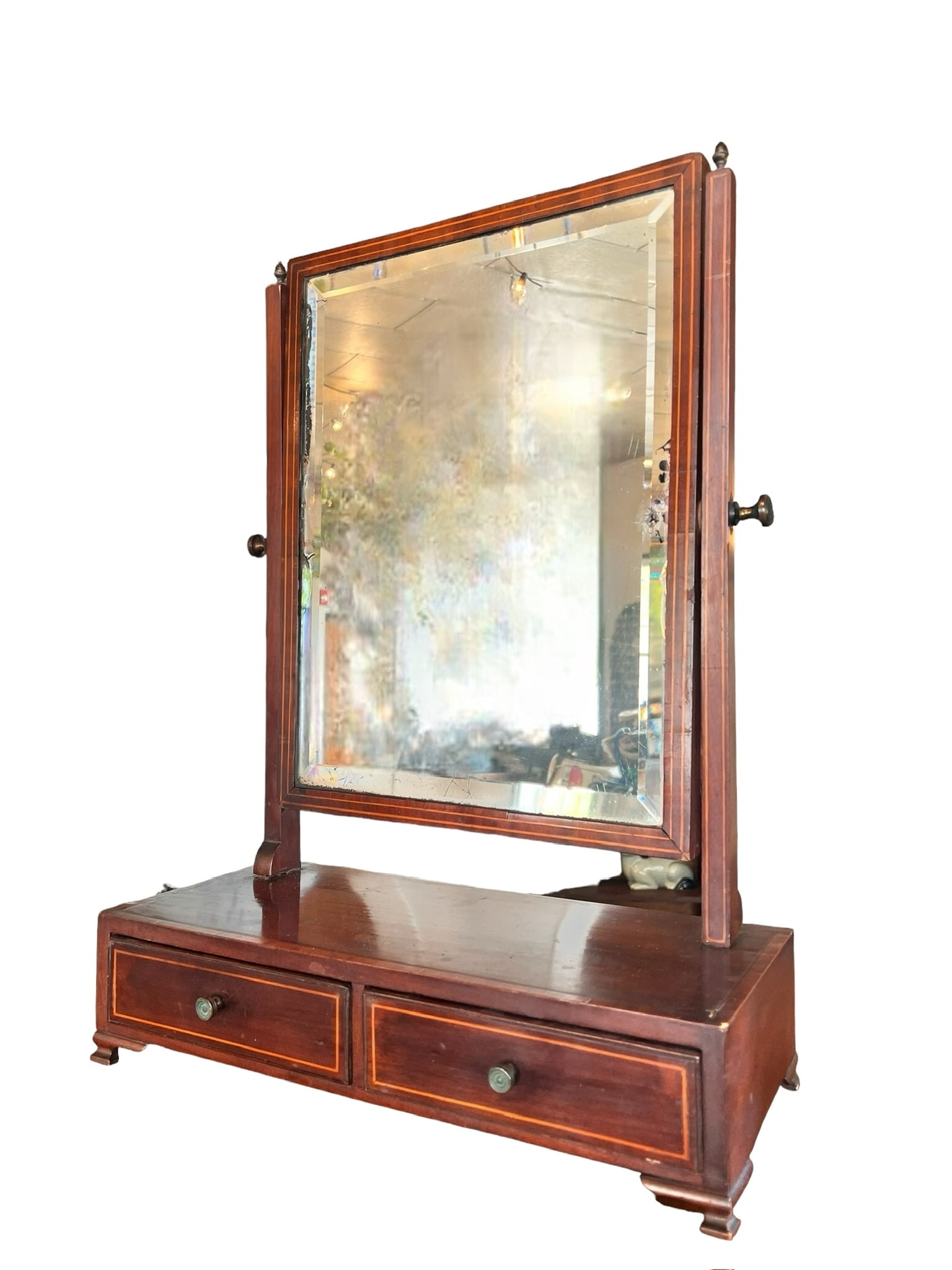 GEORGE III MAHOGANY SHAVING MIRROR ENGLAND (1 of 7)