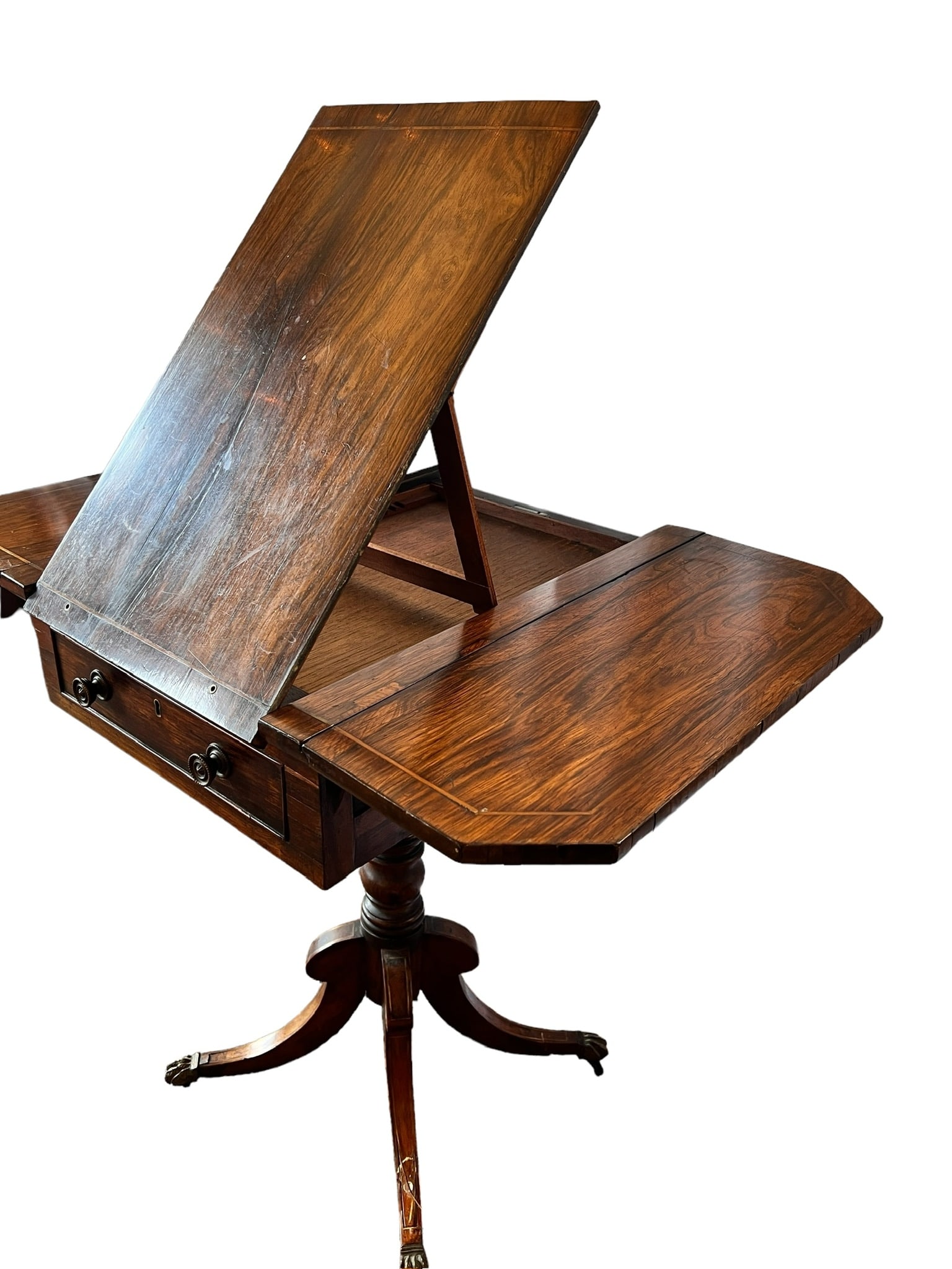 REGENCY ROSEWOOD DROP LEAF WORKTABLE circa 1820 ENGLAND (1 of 12)