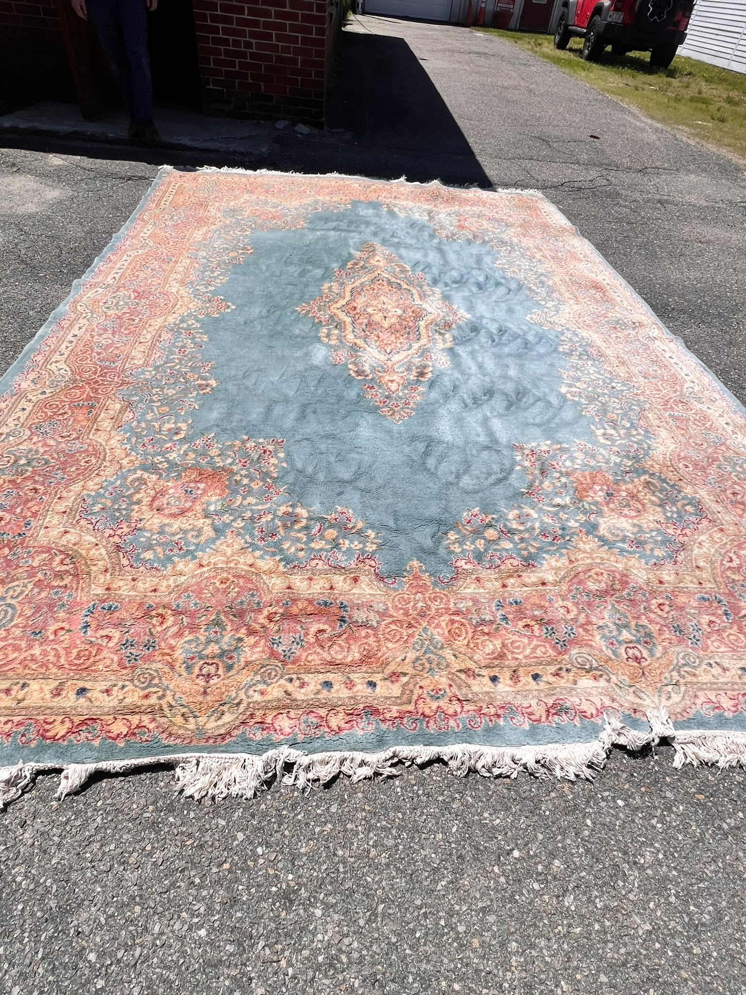 ROOM SIZE PERSIAN KERMAN WOOL RUG (1 of 8)
