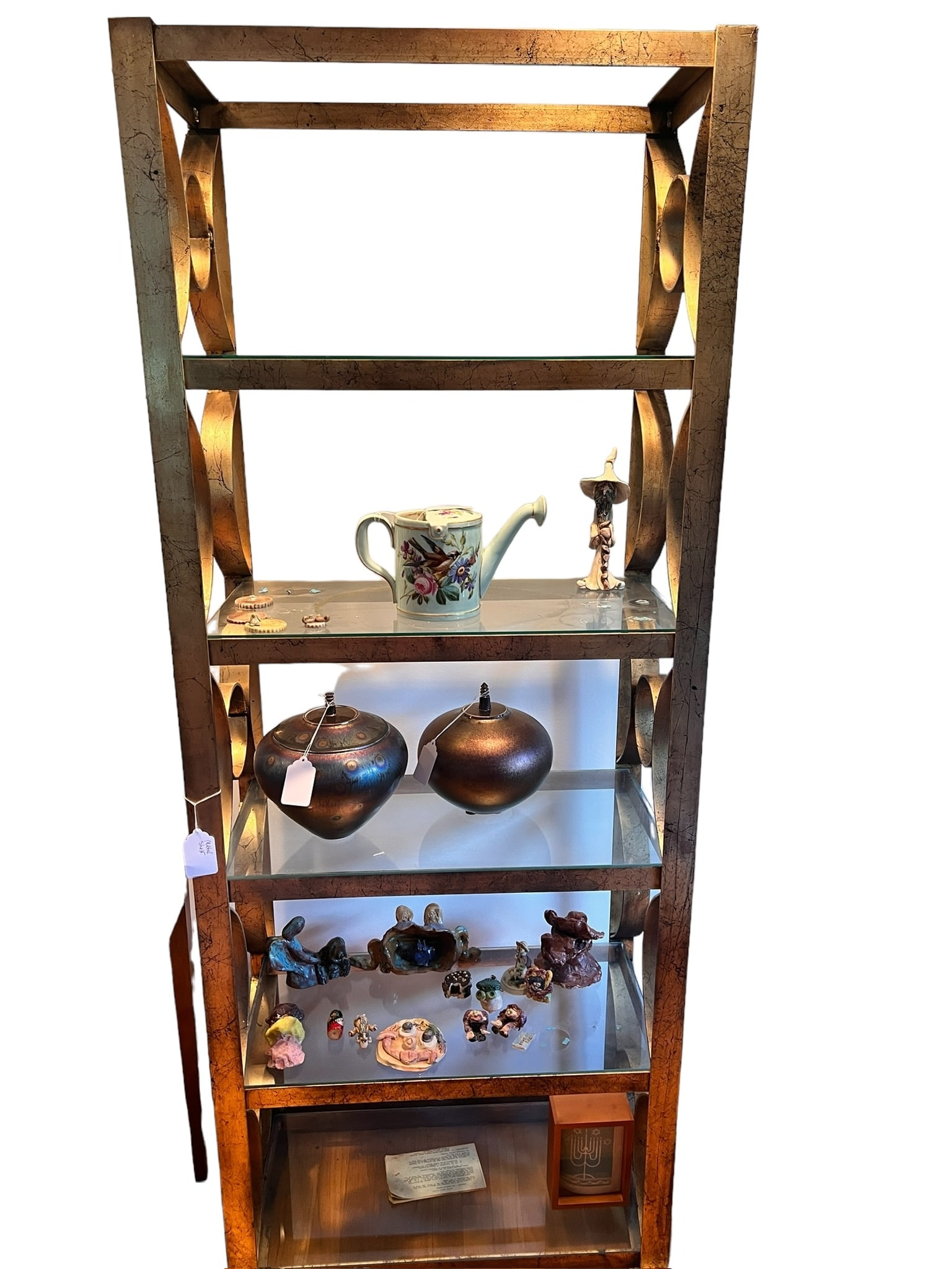 Tall Brass and Glass Shelf Unit (1 of 5)