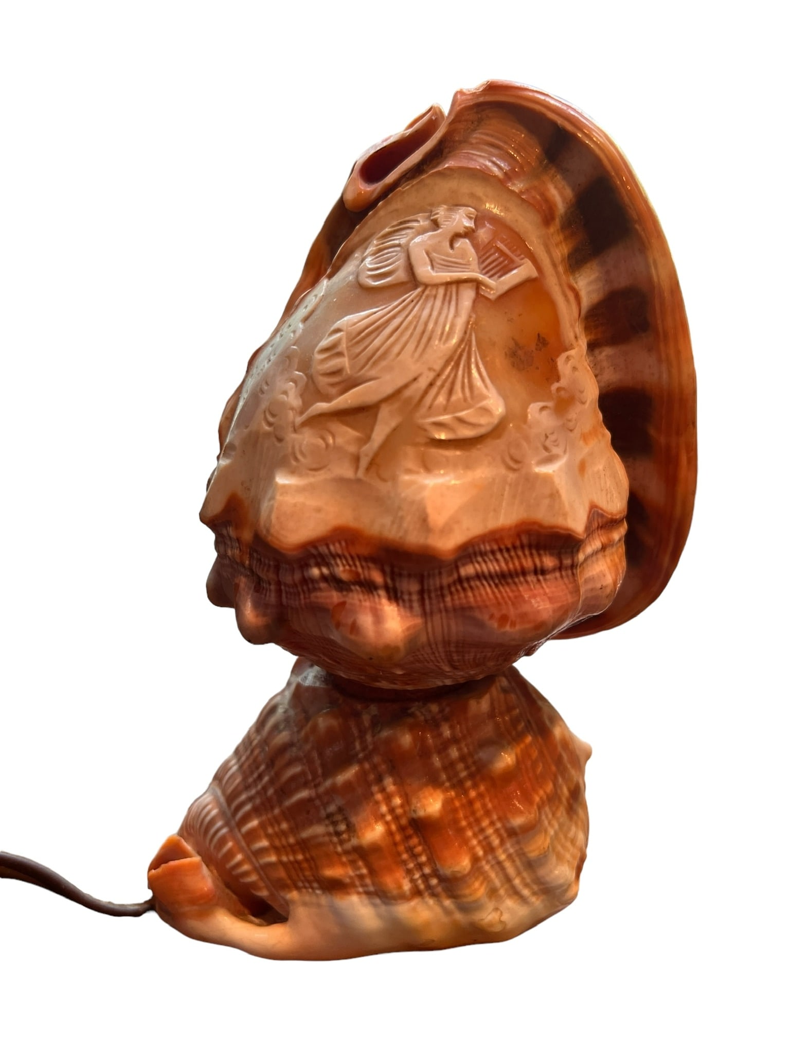 Beautiful Carved Cameo Shell Lamp (1 of 8)