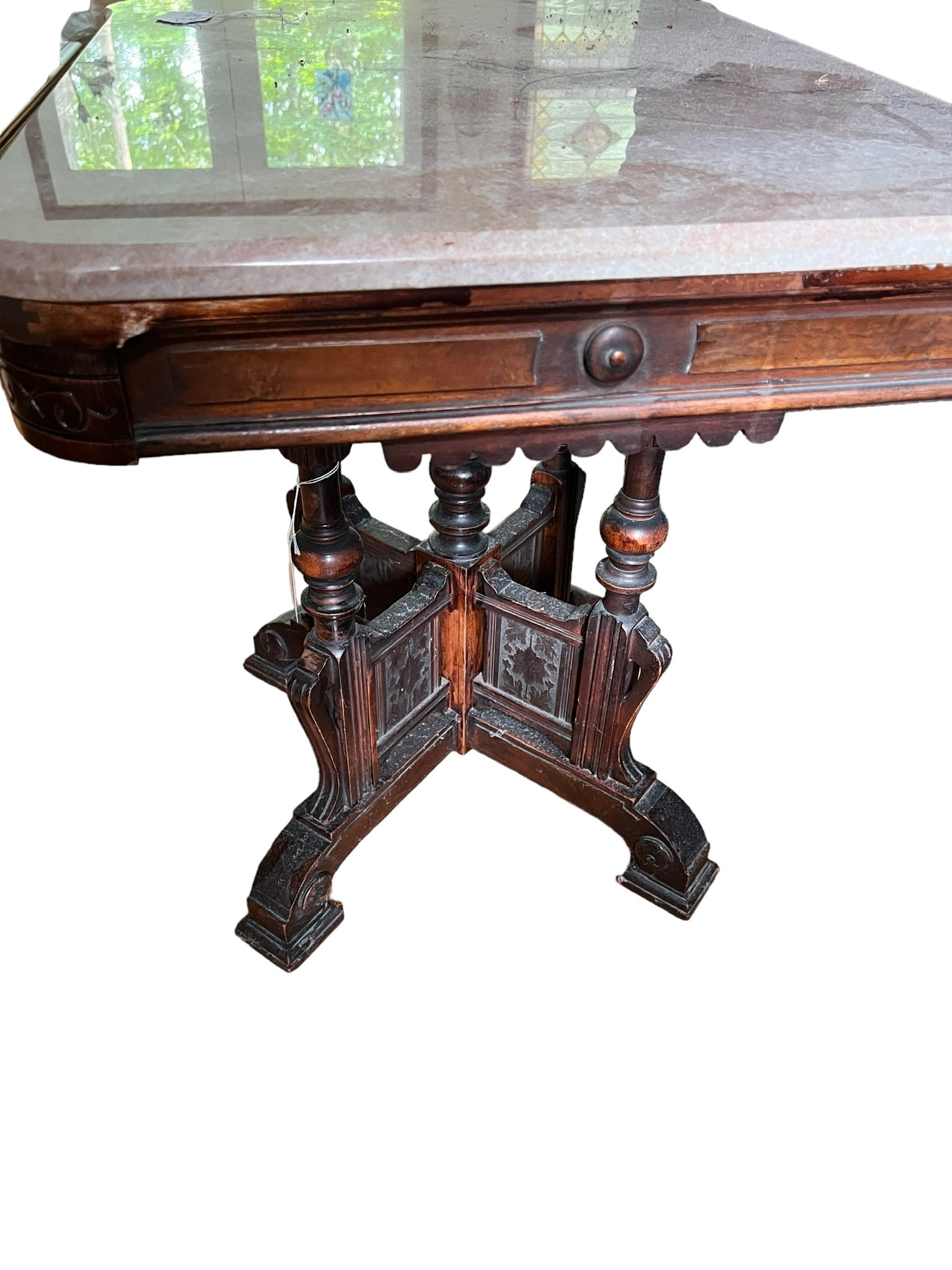 Eastlake Victorian Walnut Marble Table (1 of 8)