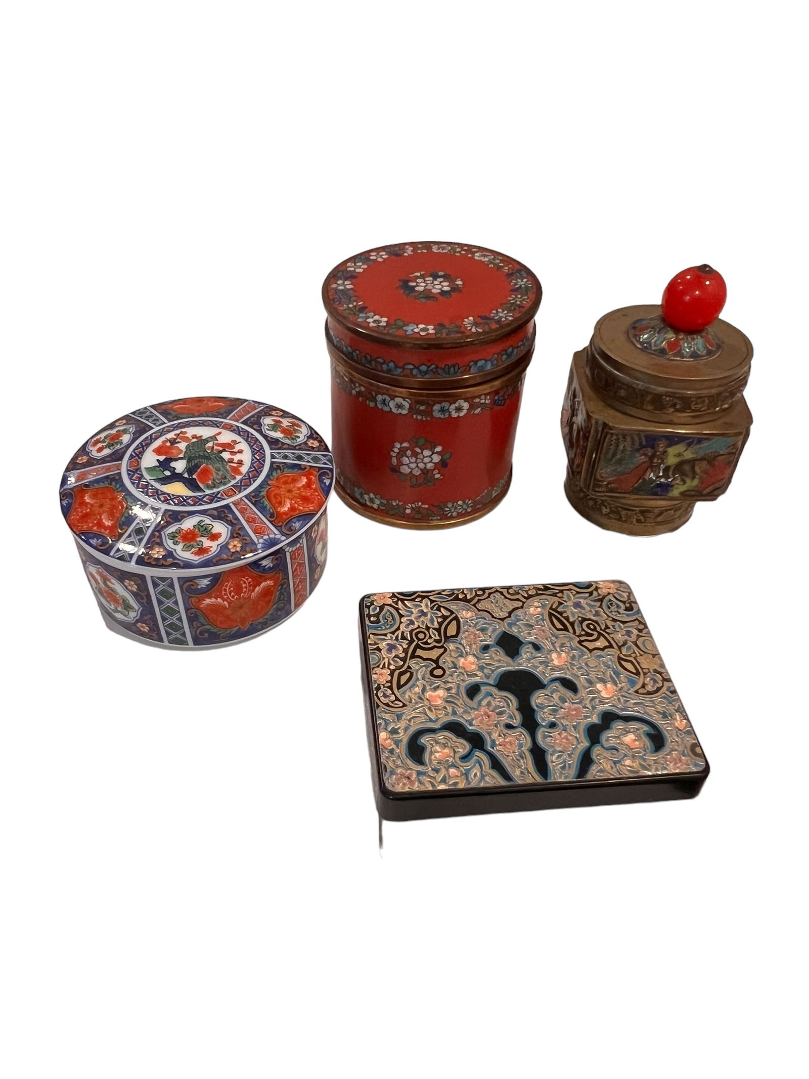 Lot of Enamel Ceramic Wood Containers (4) (1 of 13)