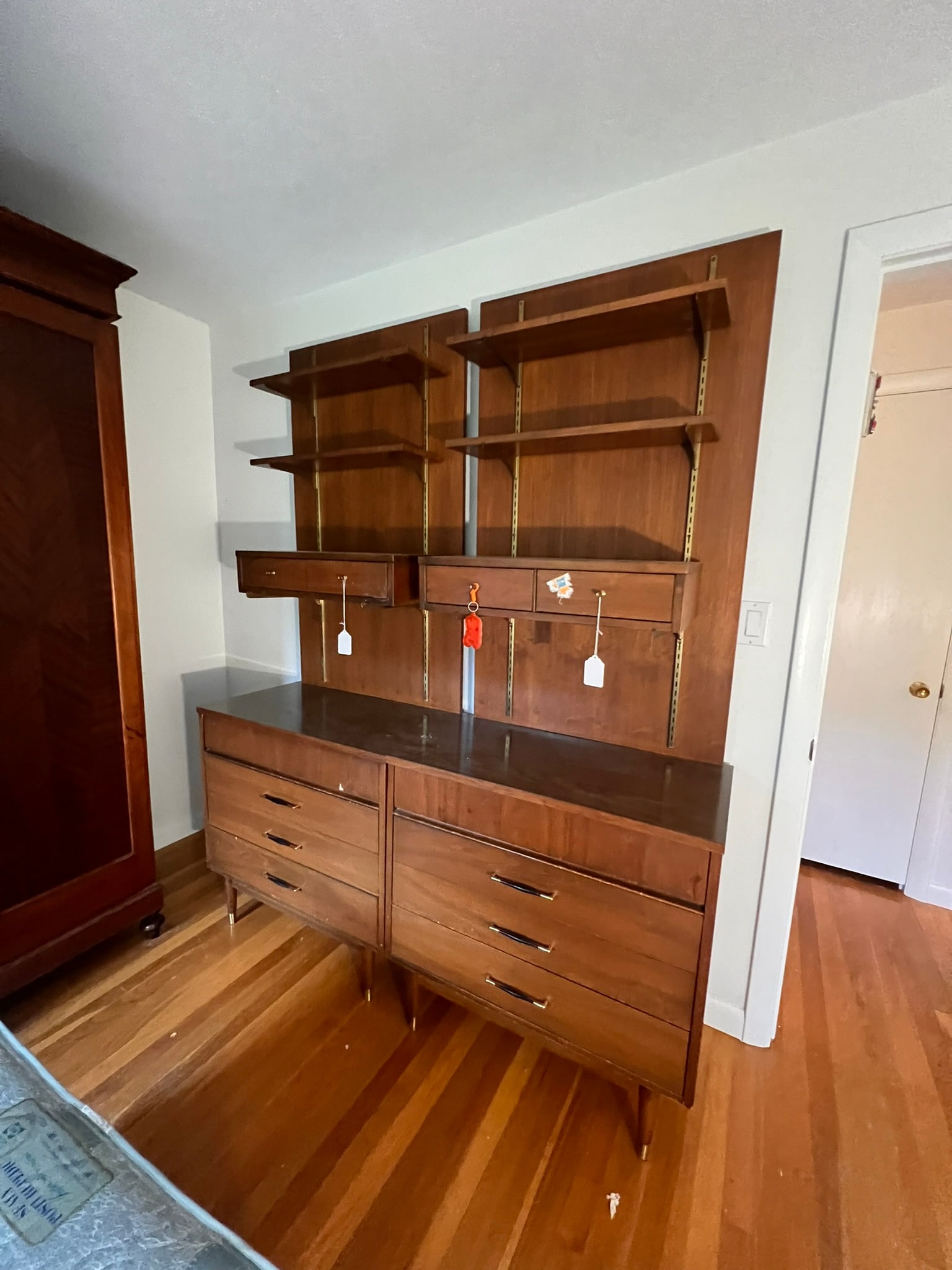 Mid Century Modern Dresser Set with Shelves Above (1 of 9)