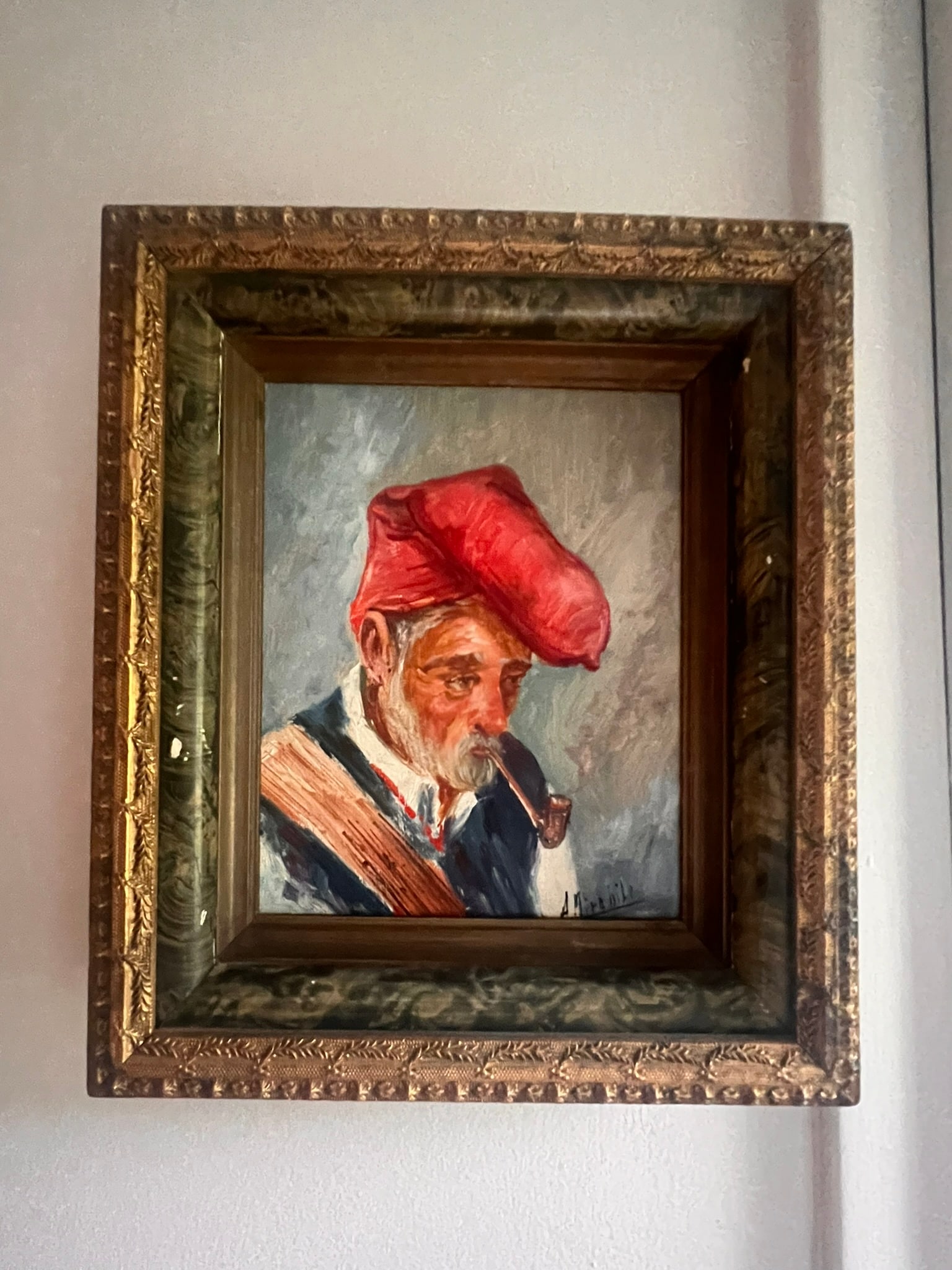 Small Oil On Canvas Man with Pipe (1 of 5)