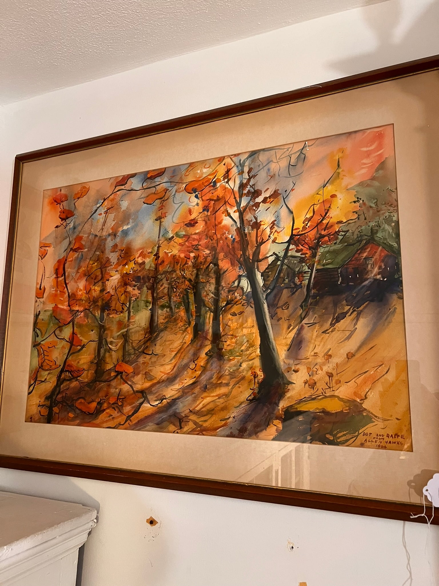 Watercolor by Allen Hawks Wooded Fall Scene Signed (1 of 5)
