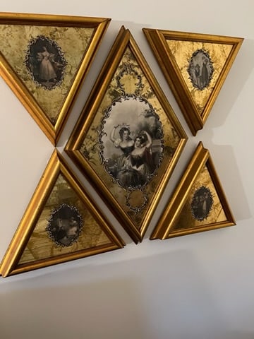 Italian Renaissance Reverse Glass Painted Wall Decor Set (1 of 6)