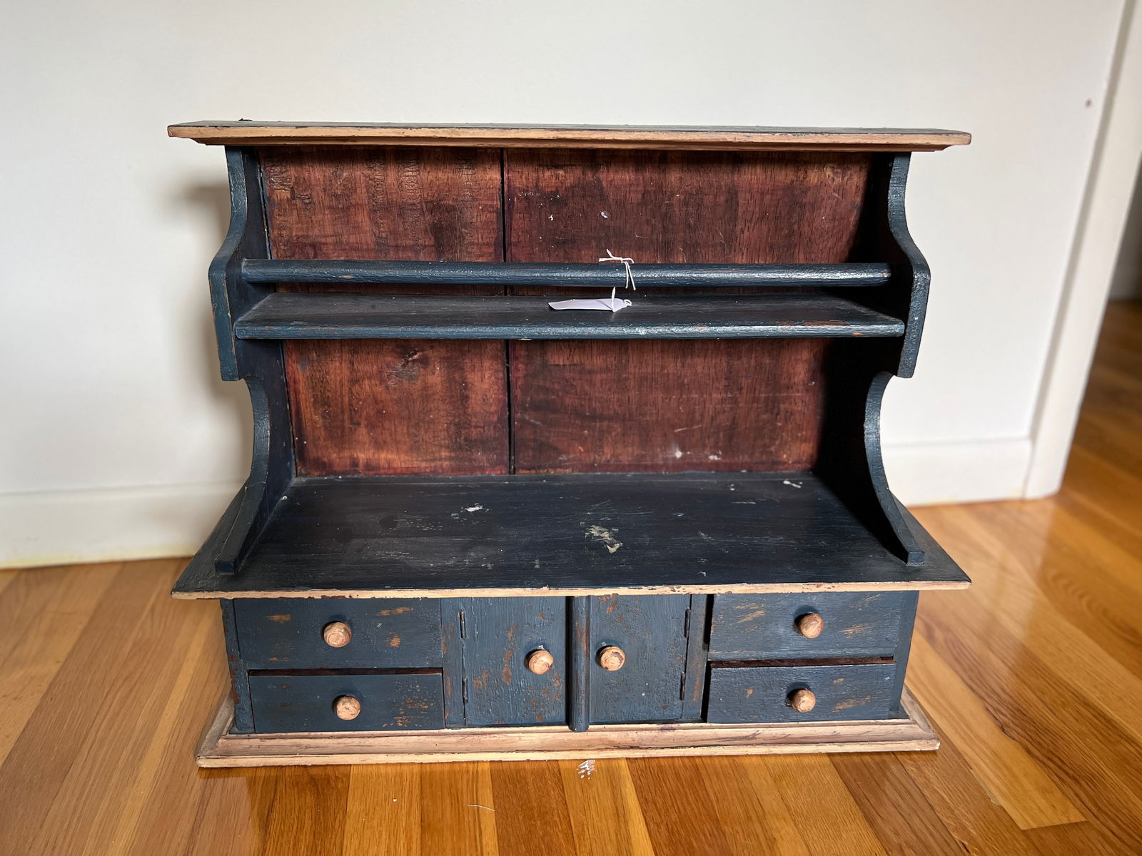 Vintage Blue Painted Wall Shelf (1 of 5)