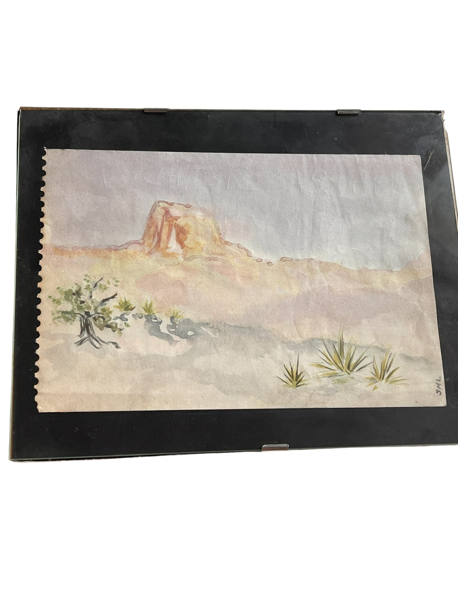 Desert Scene Watercolor Signed S.M.L. (1 of 6)