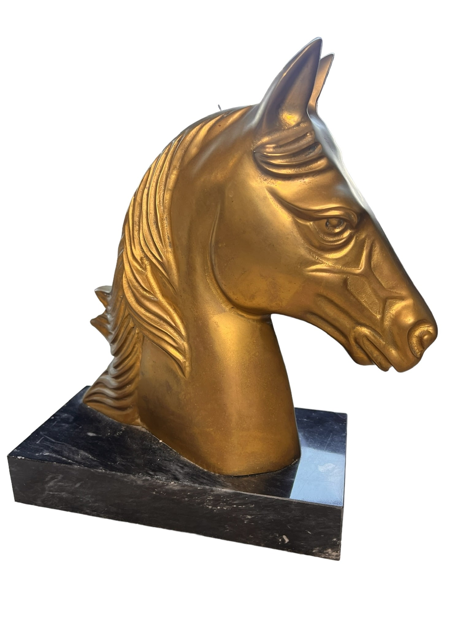 Brass Horse Head Marble Base (1 of 5)