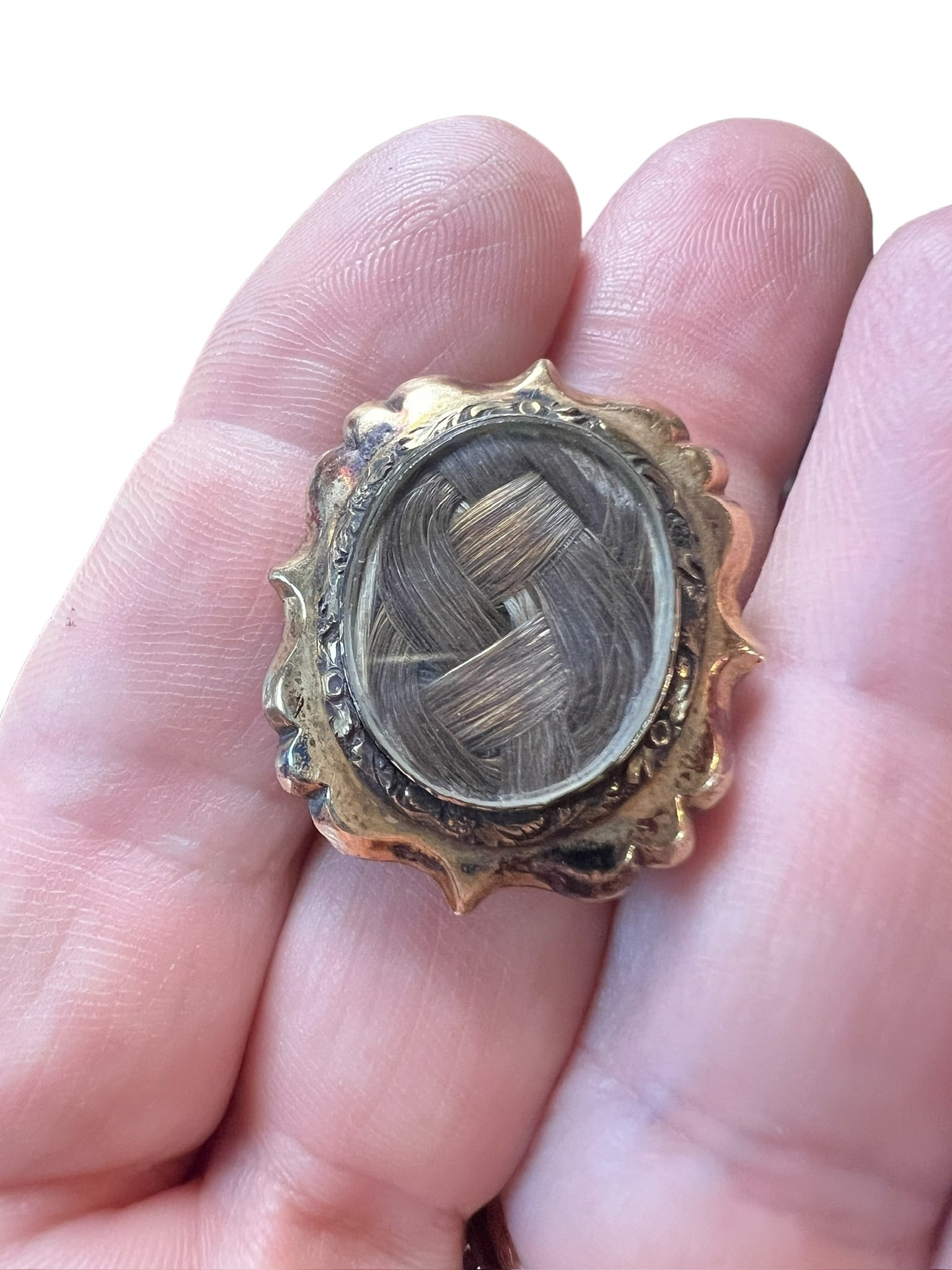 14kt Gold Victorian Mourning Jewelry With Hair (1 of 6)