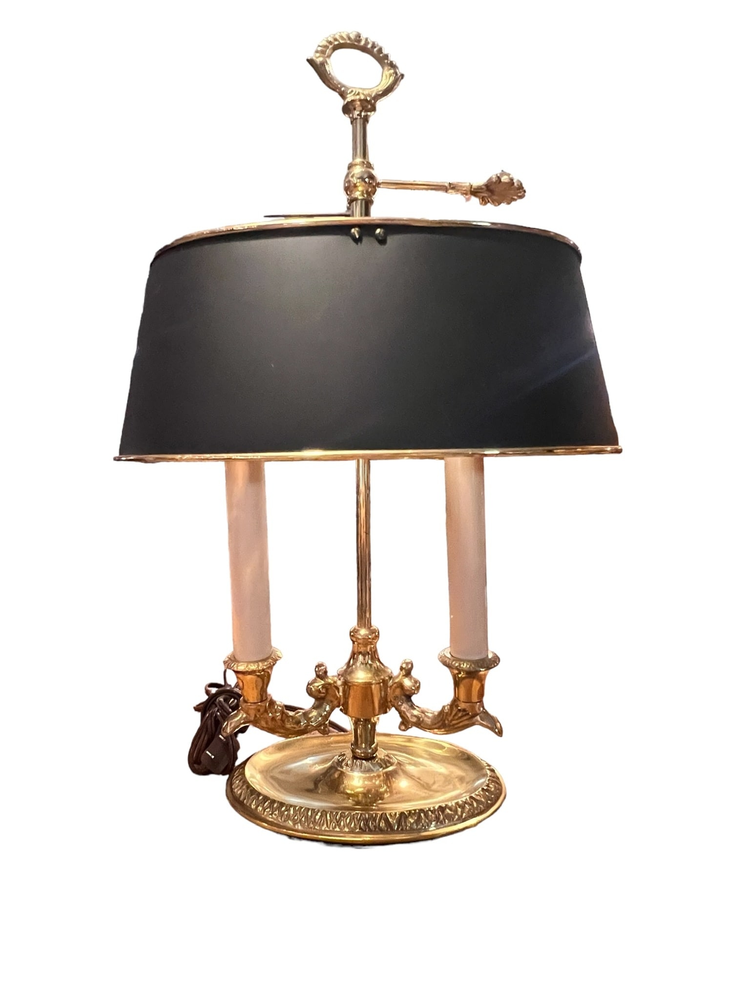Brass French Bouillotte Lamp With Metal Shade (1 of 8)