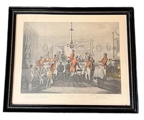 Bachelors Hall Engraving: Art “Bachelor’s Hall” Engraving. Measures 18.25 inches wide X 15 inches tall. In wood frame. Not examined out of frame. Appears to have water damage at top right of frame. Client 10015 *****