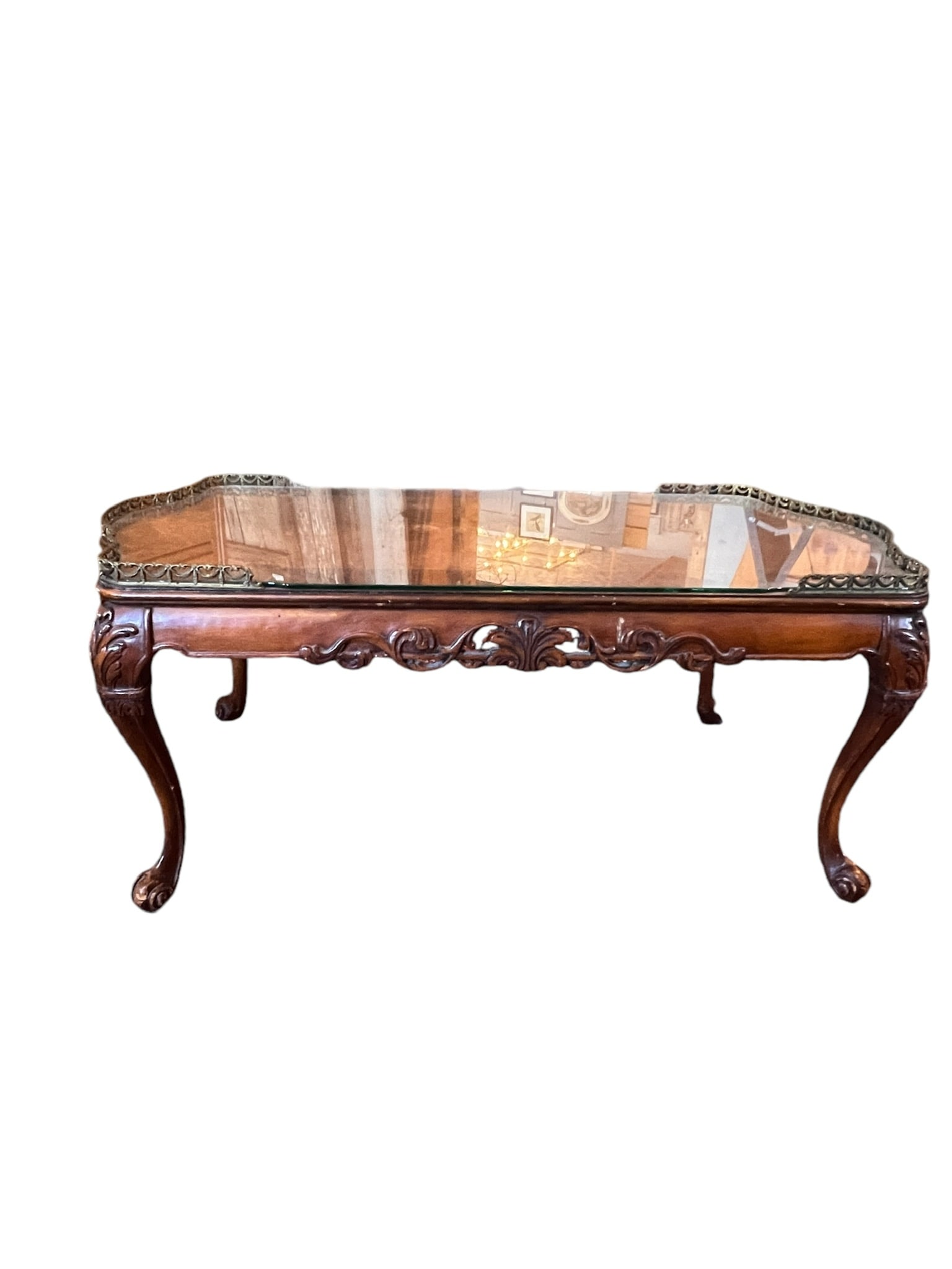 1930s French Style Marquetry w Ormolu Coffee Table (1 of 8)