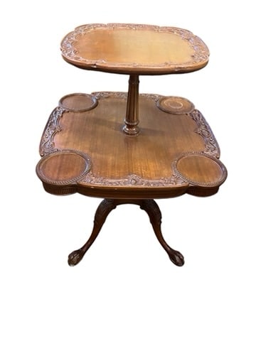 Antique Heavy Two-Tier Tea Table (1 of 5)