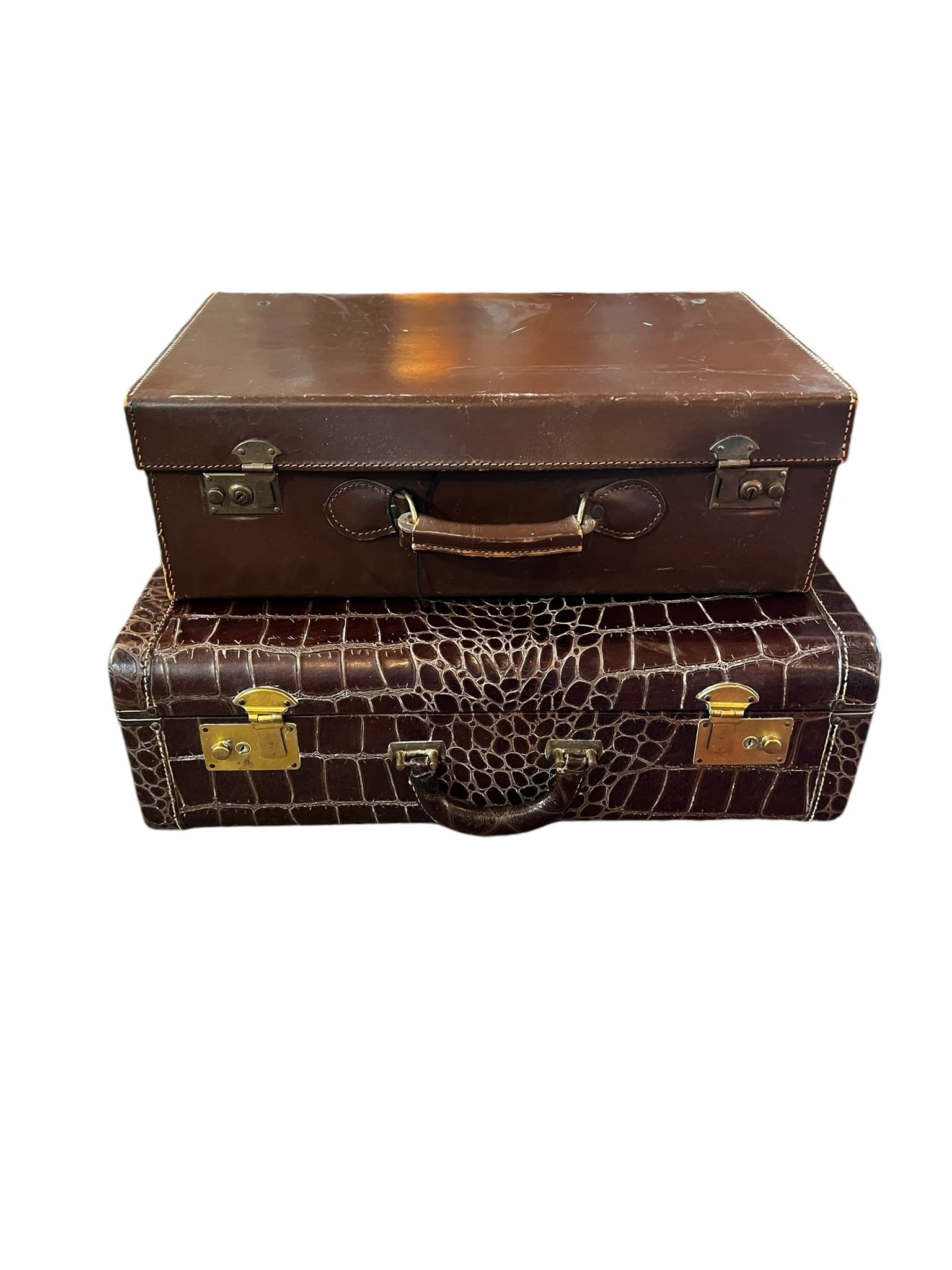 Pair of Brooks Brothers Leather Luggage (1 of 6)