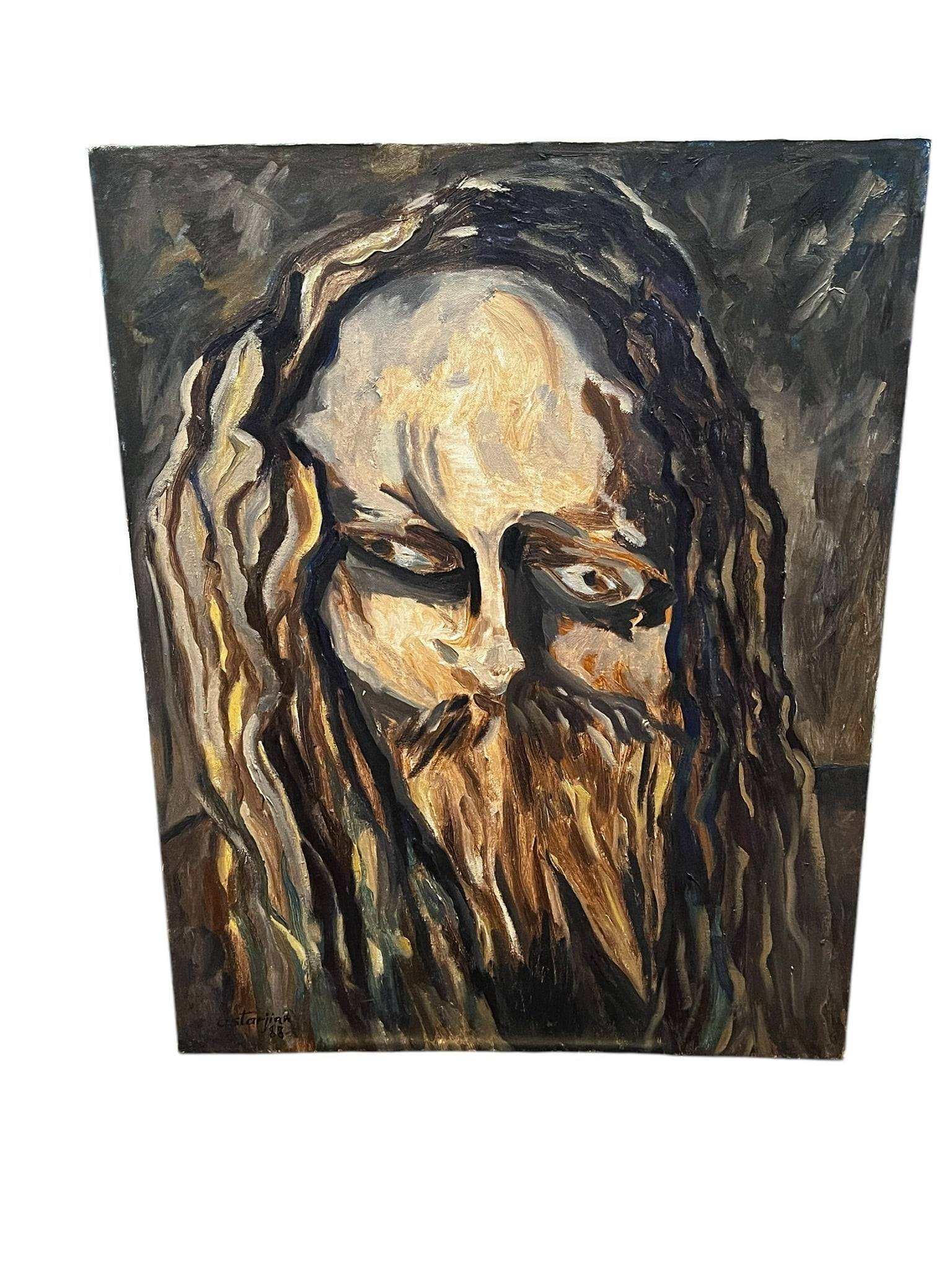 Abstract Portrait Henry D Astarjian Orignal Canvas Painting: Original Abstract art canvas by Henry D Astarjian. Amazing original painting of a bearded man. This painting is so breathtaking and so well done it could reside with the likes of Picasso or Edvard Mun