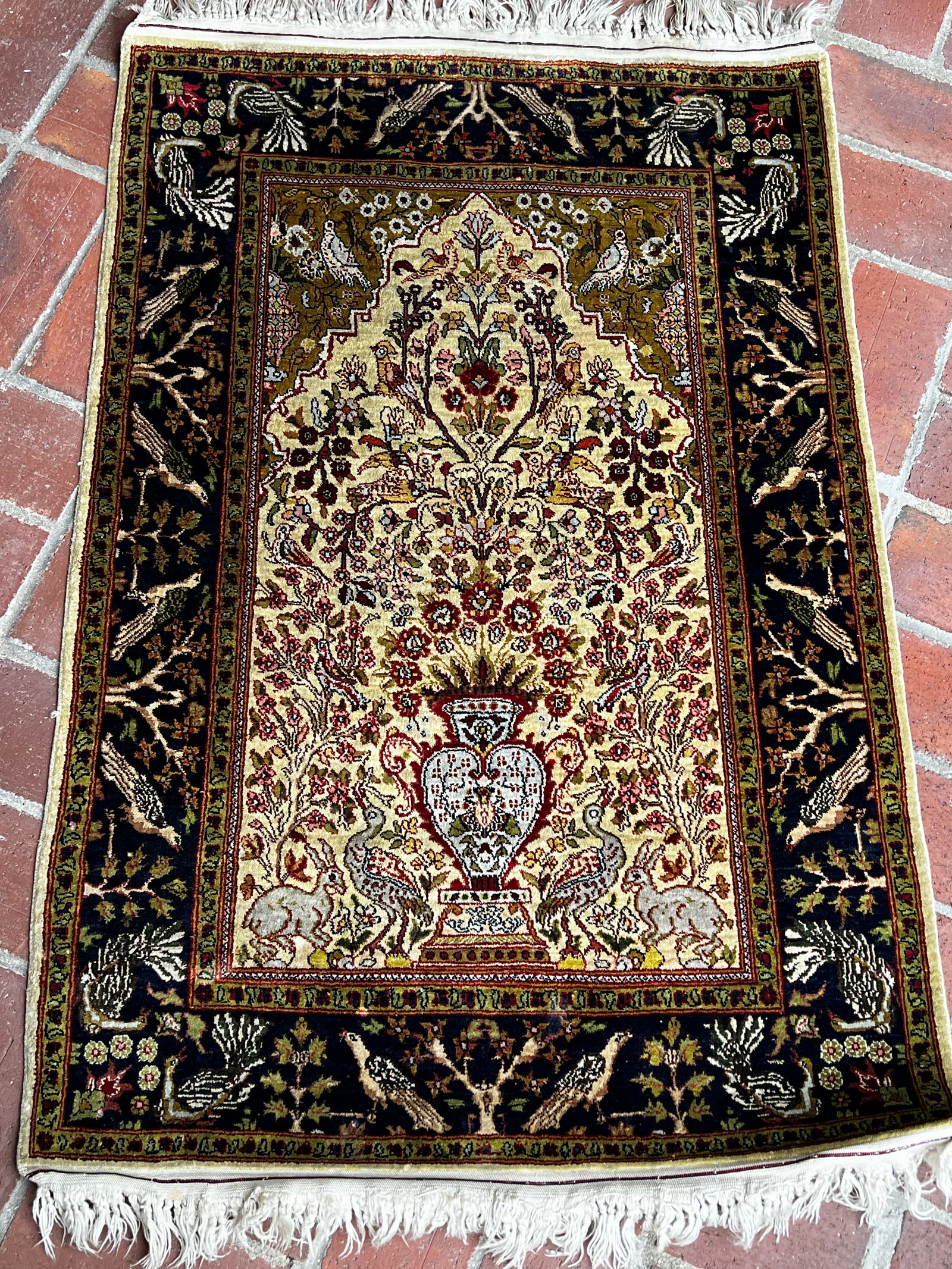 Hand Woven Wool Silk Turkish Hereke Prayer Rug (1 of 9)