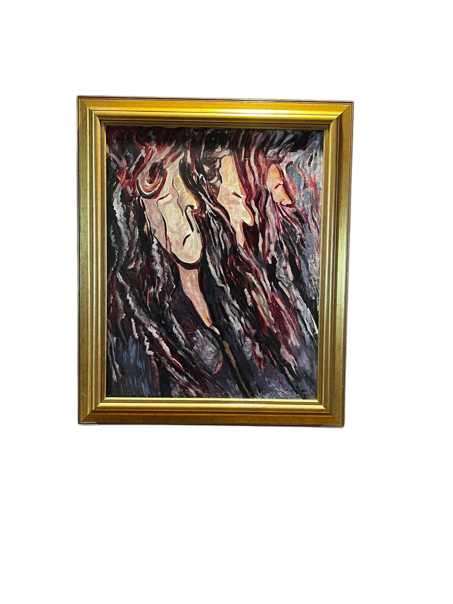 Abstract 3 Face Portrait Henry D Astarjian Original Art Painting (1 of 4)