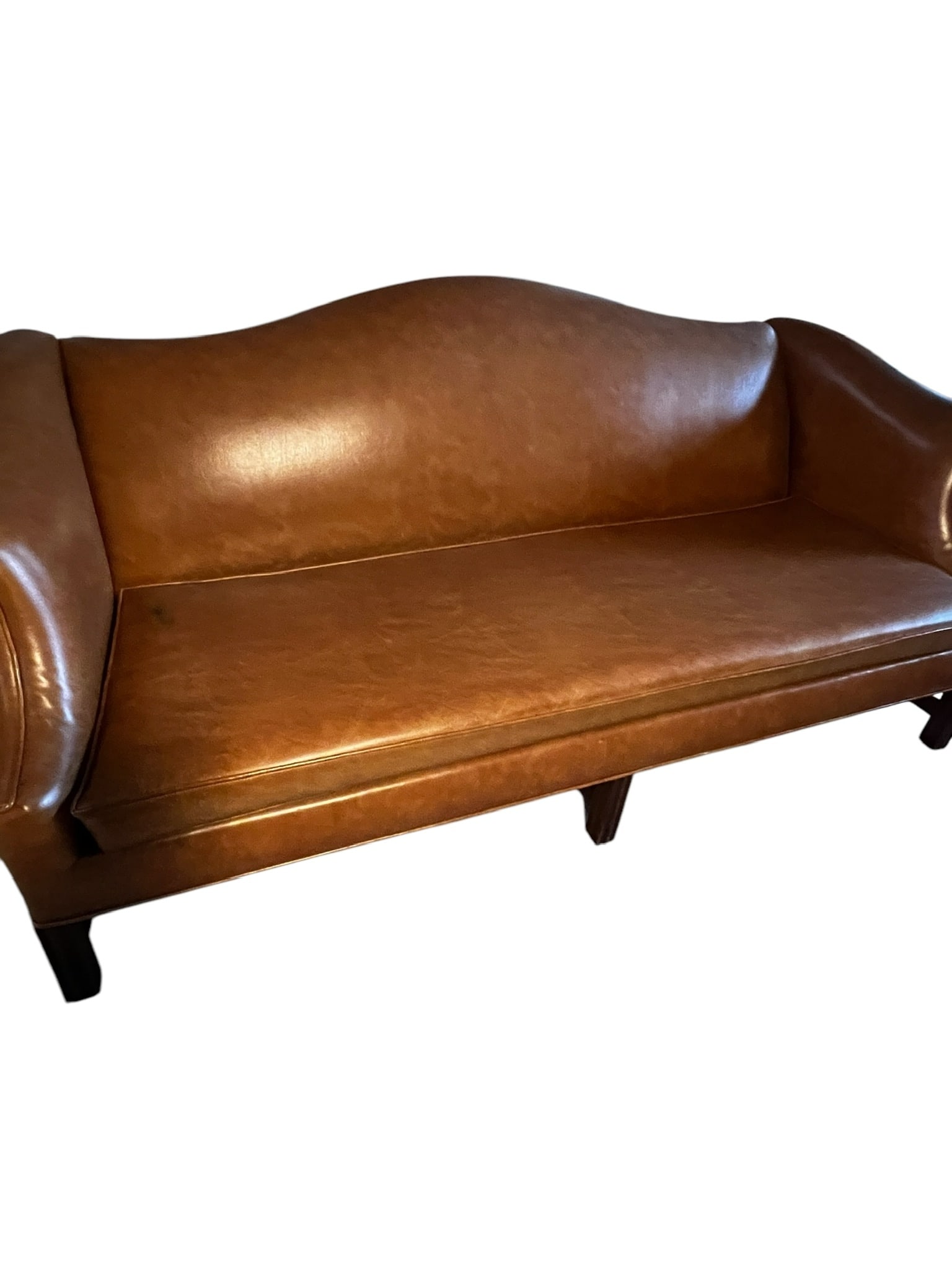Vintage Faux Leather Camel Back Sofa (1 of 2)