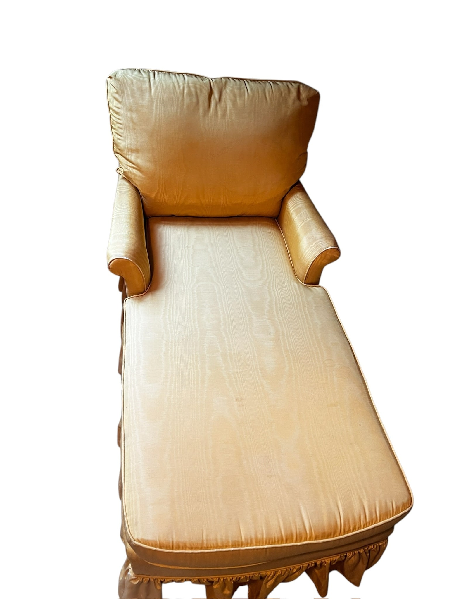 Vintage 1950s Yellow Silk Chaise Lounge (1 of 6)