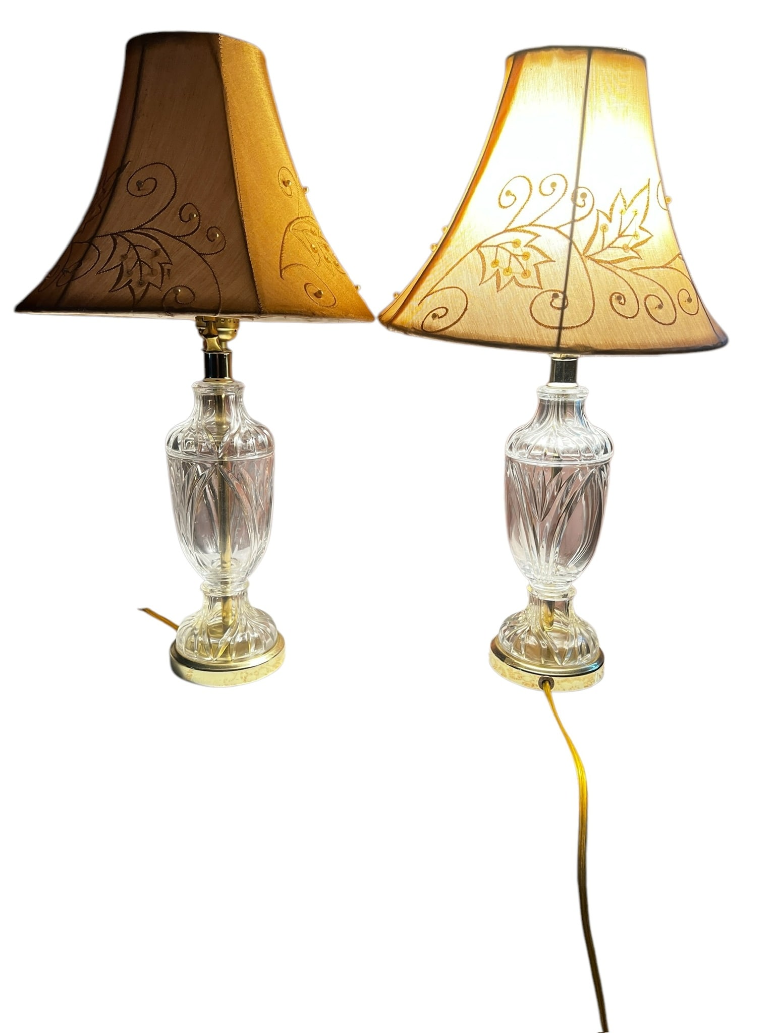 Set of 2 Glass Lamps with Shades (1 of 3)