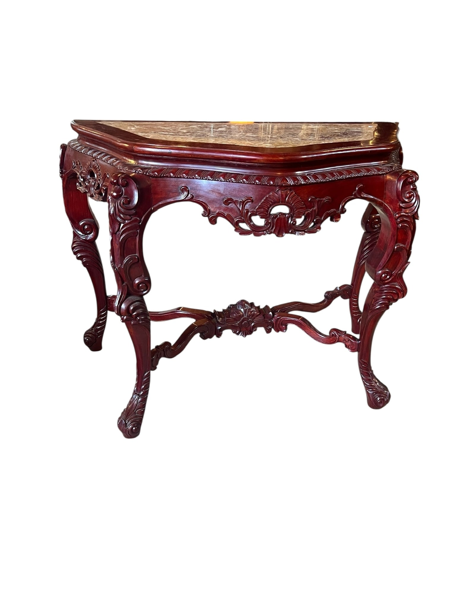 Vintage Chinese Mahogany Marble Inset Hall Table (1 of 8)