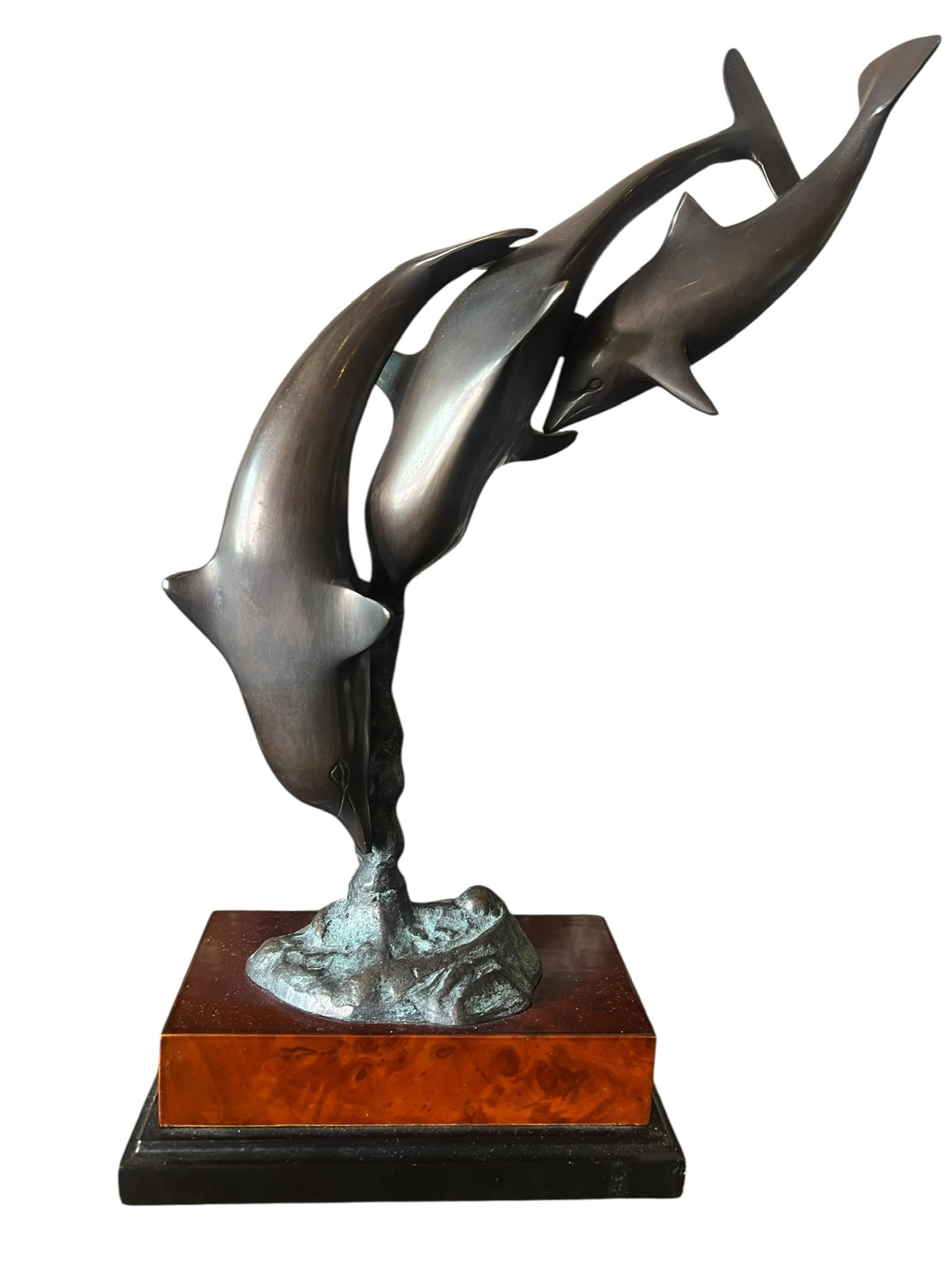 Cast Brass 3 Dolphin Statue Contemporary (1 of 6)