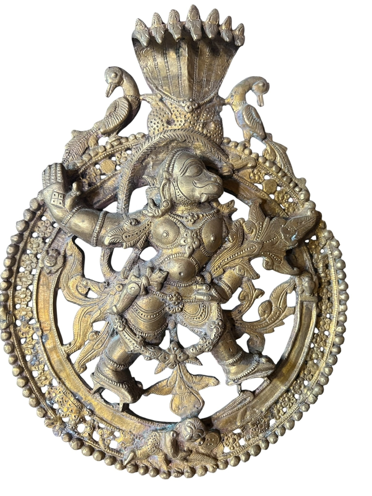 Large Carved Brass Hanuman Wall Hanging (1 of 6)
