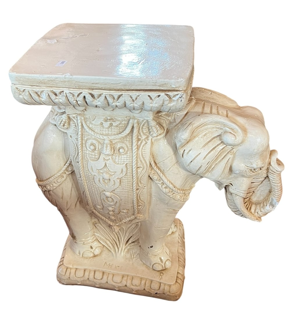 Vintage Plaster Elephant Plant Stand (1 of 7)