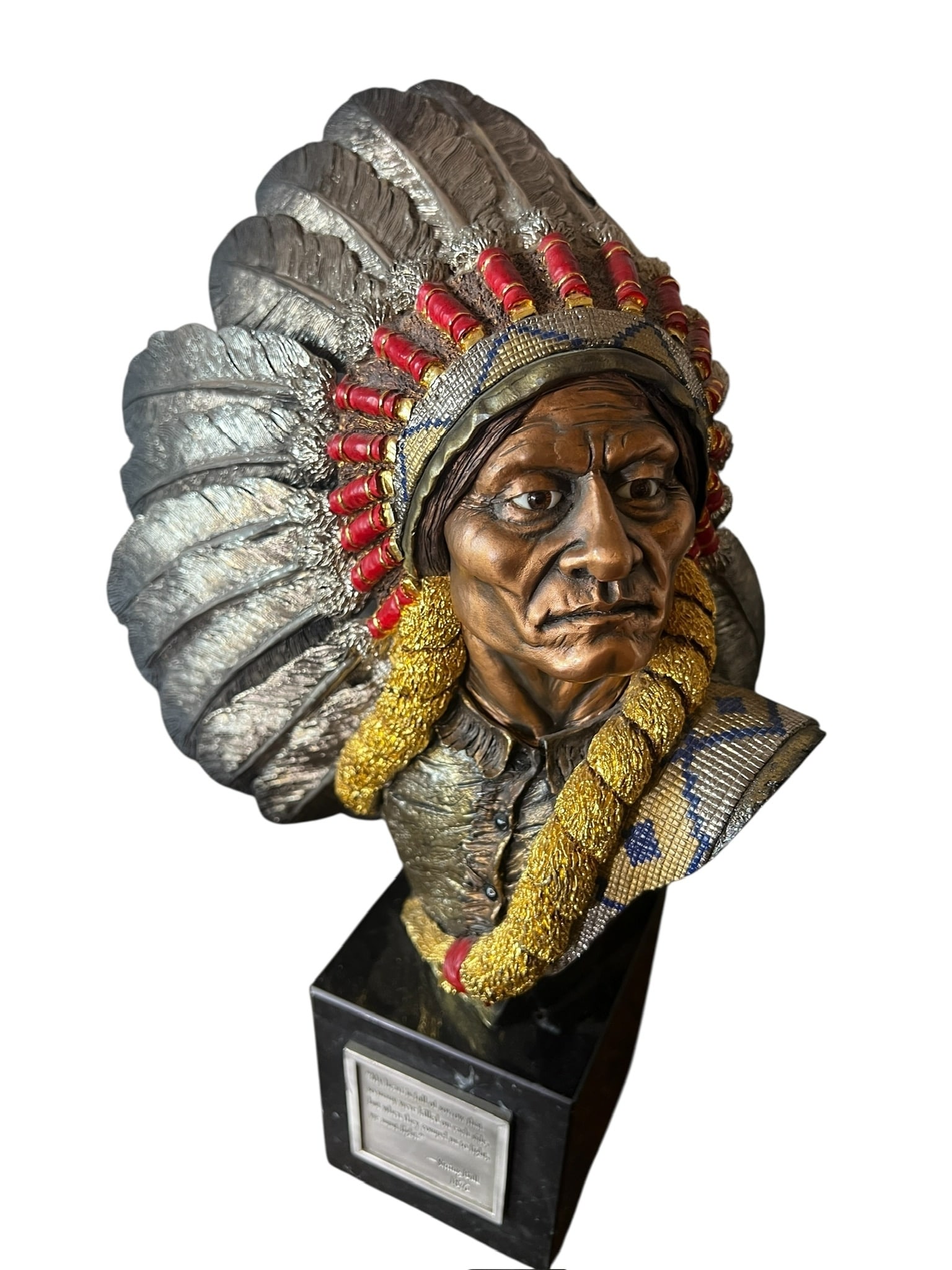 Chilmark Solid Pewter Sitting Bull Sculpture by Joe Slockbower W Certificate (1 of 11)