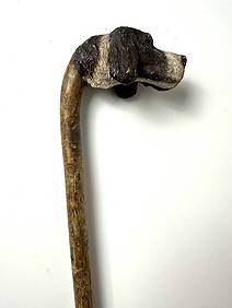 Folk Art Carved Hound Dog Cane Glass Eyes (1 of 5)