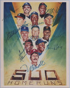 Autographed 500 Home Run Club 8x10 W/ Mantle, Mays and More: Autographed 500 Home Run Club 8x10" with 11 signatures including Ted Williams, Mickey Mantle, Willie Mays, Hank Aaron, Ernie Banks, Reggie Jackson, Frank Robinson, Eddie Matews, Harmon Killebrew,