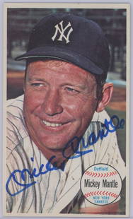 Autographed 1964 Topps Giants Mickey Mantle: Autographed 1964 Topps Giants Mickey Mantle. Comes with Full Letter of Authenticity from JSA. Signed in fiber-tip marker. Authentication Number YY52533