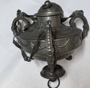 WW2 Brought Back Jewish Berlin Reform Synagague Shabat Silver Pewter Candle Holder: Urn measures roughly 8” x 10” fully extended measures 20 inches .