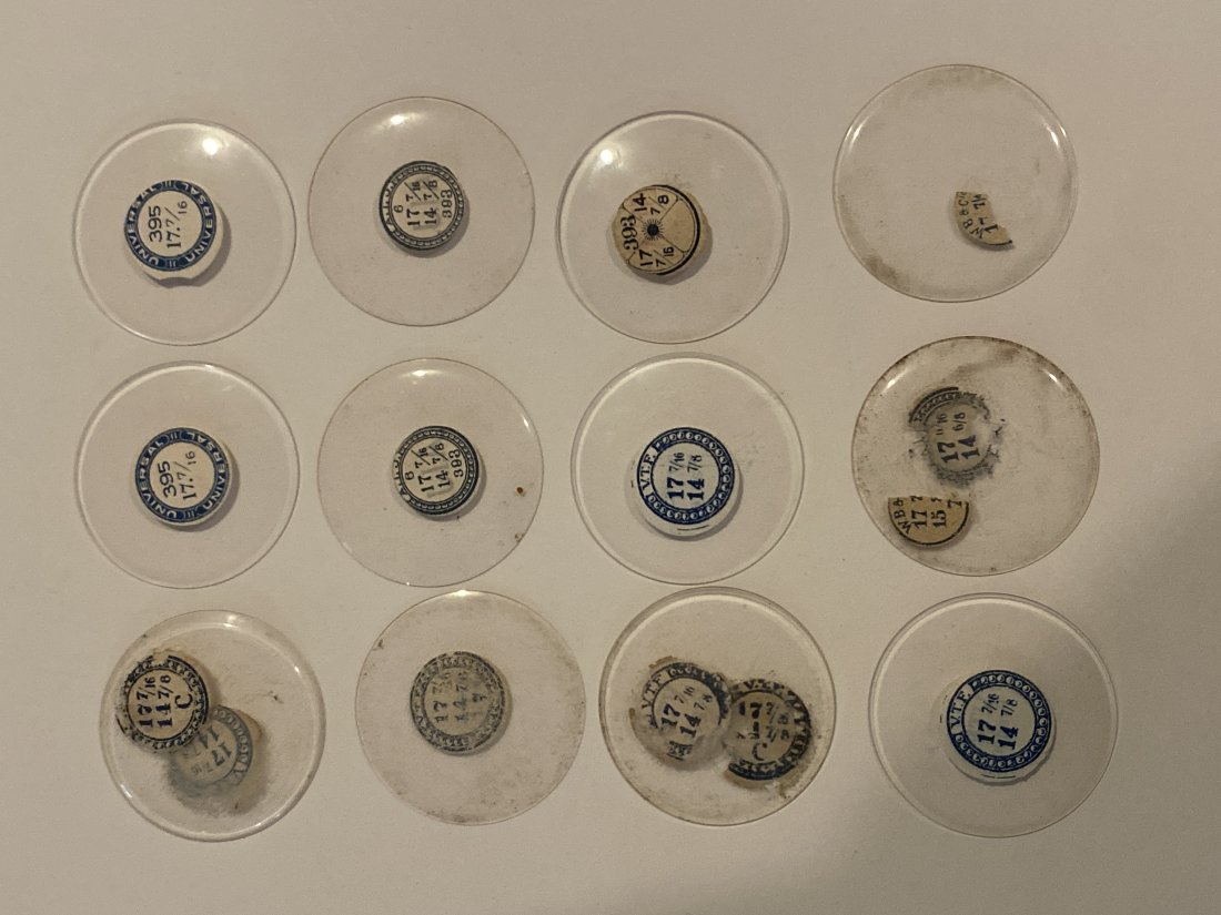 Antique Pocket Watch Replacement Crystals (12): Free of chips and scratches. Please see pics for size