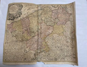 1720 Johann Baptist Antique Flanders Map 19"x22"
