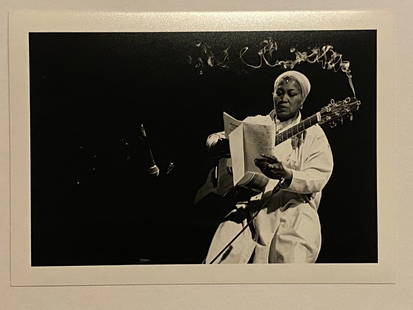Odetta Original Photograph by Herb Snitzer 5x7: This captivating 5x7 black-and-white photograph is an original work by the renowned photographer Herb Snitzer, known for his iconic images of jazz and cultural figures. The subject of this photograph
