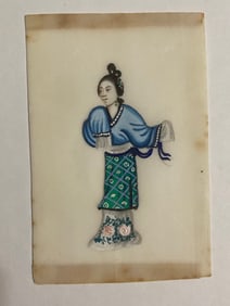 Antique Chinese Gouache Pith Water Color Painting